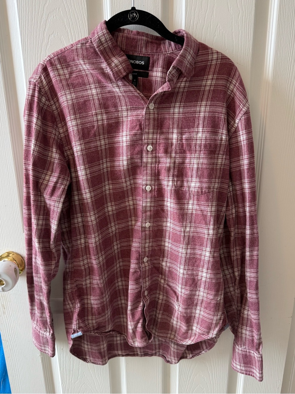 Bonobos Men’s Slim Fit Plaid Flannel Button Down Shirt Burgundy Size M
